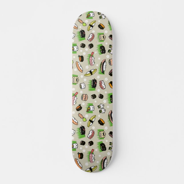 Sushi Zeichenmuster Skateboard (Vorne)