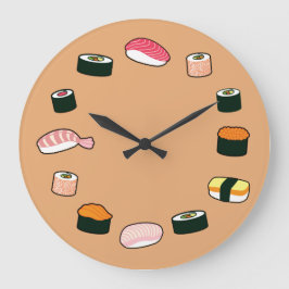 Sushi-Zeit! Flippige (beige) Wanduhr