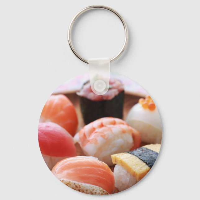 SUSHIMI Sushi Selection Wooden Plate Keychain Schlüsselanhänger (Vorderseite)