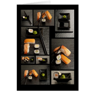 Sushisammlung auf schwarzem Hintergrund