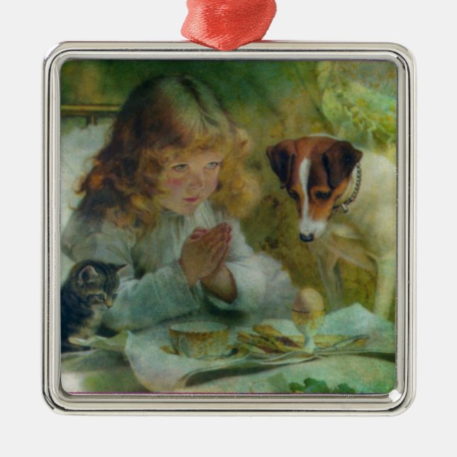 Suspense, Grunge Digital Art Silbernes Ornament (Vorne)