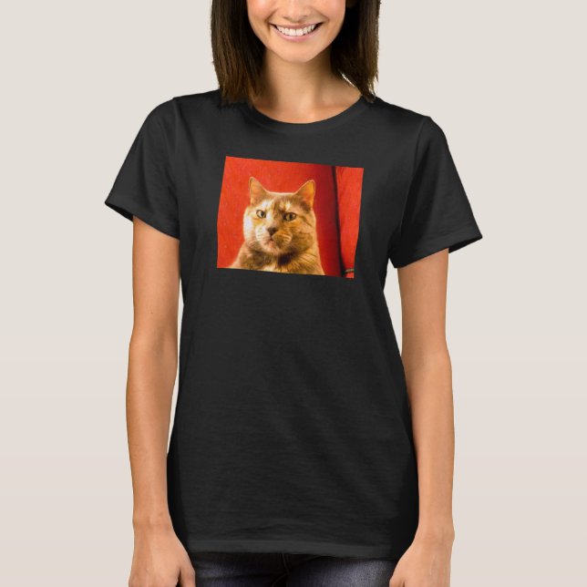 Suspicious Cat Meme T-Shirt (Vorderseite)