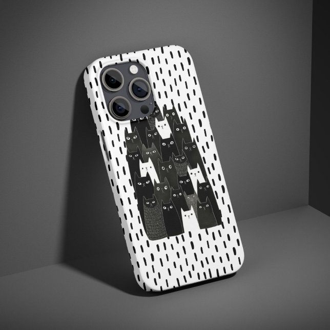 Suspicious Cat Patterns Funny Black Cat Art Design Case-Mate iPhone Hülle (Von Creator hochgeladen)