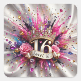 Süß 16 quadratischer aufkleber
