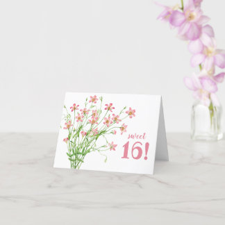 Süß 16 Rosa Blume Geburtstag Karte
