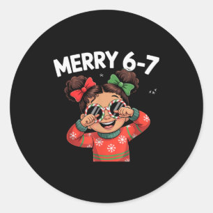 Süß 6 7 Sechs Sieben Meme Weihnachten Frauen Männe Runder Aufkleber