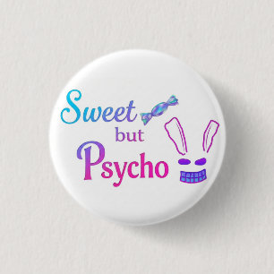Süß aber Psycho-Hase  Button