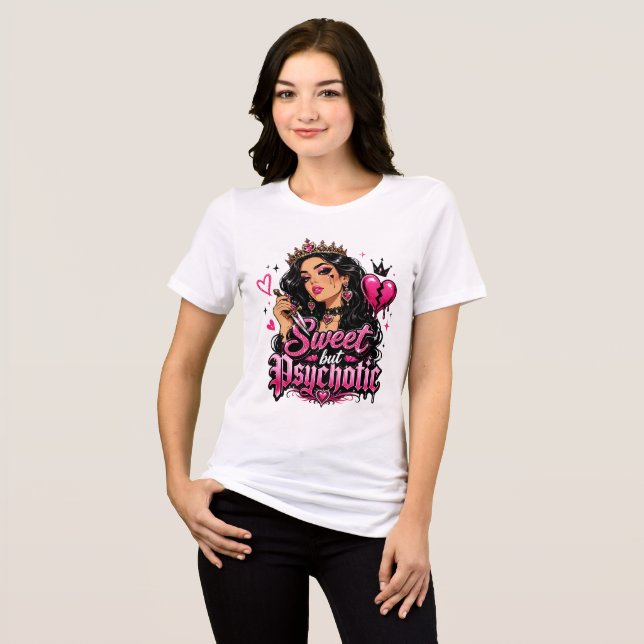 Süß aber psychotisch Tri-Blend shirt (Vorderseite voll)