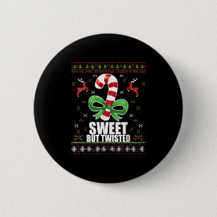 Süß aber verdreht lustiger Candy Cane hässliches W Button