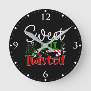 Süß aber verdreht lustiger Weihnachts-Candy Cane Runde Wanduhr