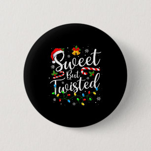 Süß aber verdreht lustiger Weihnachts-Candy-Cane-X Button