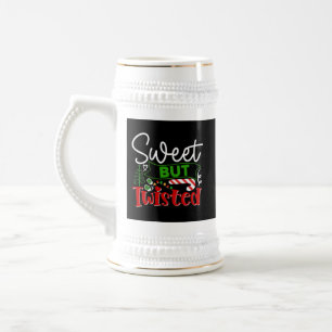 Süß aber verdreht lustiger Weihnachts-Candycane Bierglas