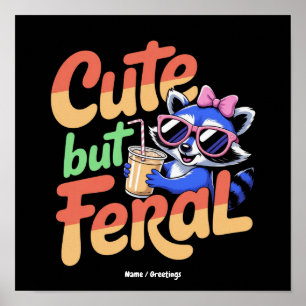 Süß Aber Wild Lustig Niedlich Waschbär Retro Urlau Poster