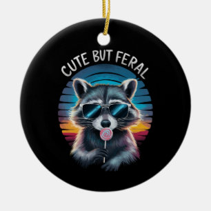 Süß aber wild lustiger Waschbär Keramik Ornament