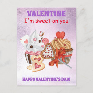 Süß auf dich Cupcake Valentinstag Postkarte