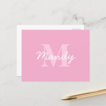 Süß aussehender kursiver Name & Monogramm | Rosa