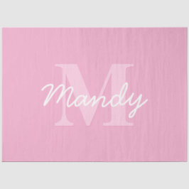 Süß aussehender kursiver Name & Monogramm | Rosa Seidenpapier