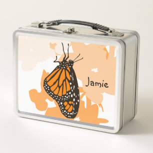 Süß benannter orangefarbener Schmetterling Metall Brotdose