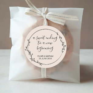 Süß bis neu Startend Elegant Botanisch Runder Aufkleber