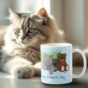 Süß Blau Niedlich Grau Bester Katzenpapa Vatertag Kaffeetasse