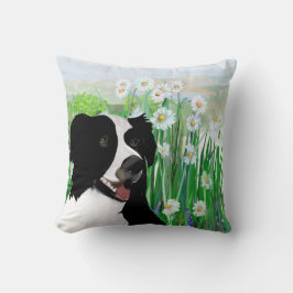 Süß, Border Collie Gänseblümchen Wandkunst Poster Kissen