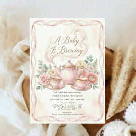 Süß Brautpaar-Blush-Blumen-Baby-Shower-Tee Einladung