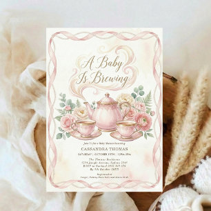 Süß Brautpaar-Blush-Blumen-Baby-Shower-Tee Einladung