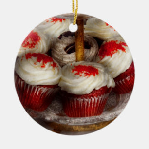 Süß - Cupcake - Roter Samt Cupcakes Keramik Ornament