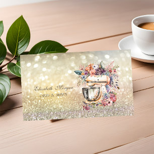 Süß Eleganter Bokeh Bäckerei Blumen Mixer Visitenkarte