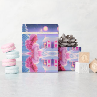 Süß Elegantes Rosa Mädchen Weihnachten Geschenkpapier