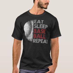 Süß Essen Schlafen Baseball Wiederholen Vintage Lu T-Shirt