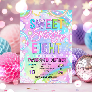 Süß, frech und acht Neon-Regenbogen 8. Geburtstag Einladung