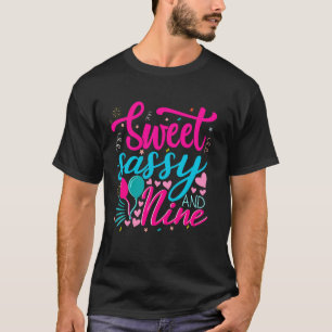 Süß, frech und neun Geburtstag 9. Geburtstag Mädch T-Shirt
