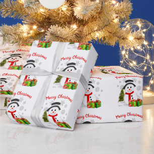 Süß für Kinder Frohe Weihnachten Schneemann Geschenkpapier