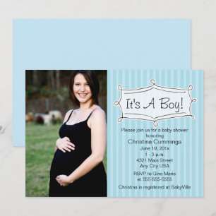 Süß gestreifte Babyparty-Foto-Einladung Einladung