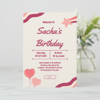 süß glitzernder rosa Mädchen-Geburtstag Einladung