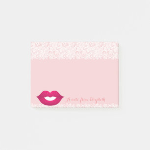 Süß, hübsch, stilvoll, Mädchenhaft, Spitze, Lippen Post-it Klebezettel