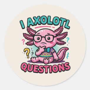 Süß Ich Axolotl Fragen aztekischer Nerd mit Brille Runder Aufkleber