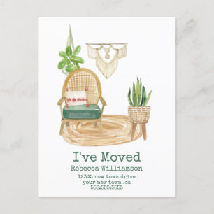 Süß ich bin umgezogen Boho-Aquarell-Homedekoration Postkarte