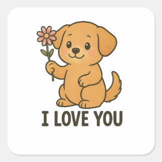 Süß ich liebe dich quadratischer aufkleber