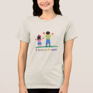 Süß Ich Liebe Dich So Sehr Kinderzeichnungsstil Fa Tri-Blend Shirt