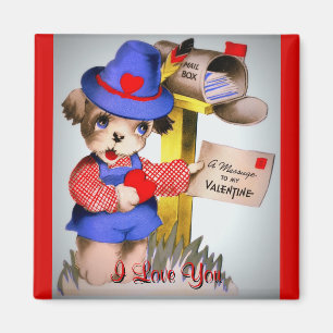 Süß ich liebe dich Vintage Valentinstag Welpe Magnet