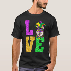 Süß, ich liebe Mardi Gras Siberian Husky Hund Welp T-Shirt