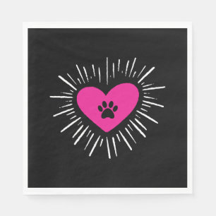 Süß Ich Liebe Meinen Hund Welpe Katze Pfote Herz Serviette