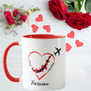Süß, ich liebe meinen Piloten, Flugzeug und Herz, Tasse