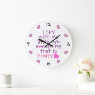Süß *Ich sehe was, was du nicht siehst* Rosa und L Große Wanduhr