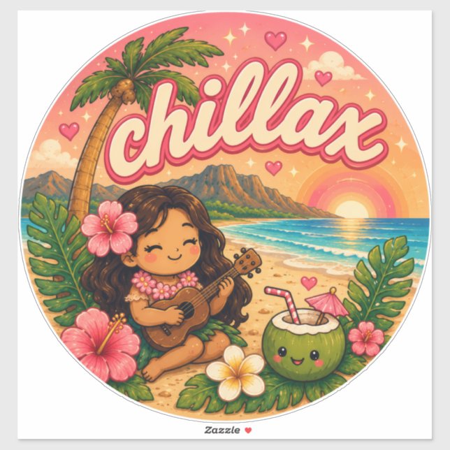 süß kawaii hawaii  aufkleber (Blatt)