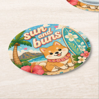 süß kawaii hawaii runder pappuntersetzer