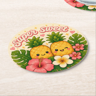 süß kawaii hawaii runder pappuntersetzer