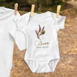 Süß Klassischer Engel Religiöse Taufe Christening Baby Strampler